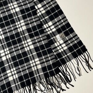 Cashmere Feel Black White Plaid Acrylic Scarf Very Soft Feels Like Real Cashmere